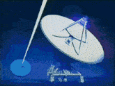 a satellite dish is sitting in front of a house