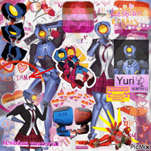 a collage of pictures of robots with the words lesbian rights on the bottom