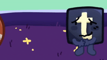 a cartoon character with a cross on his face