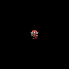 a pixel art of a man with red hair crying on a black background