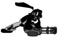 a cartoon character is holding a machine gun