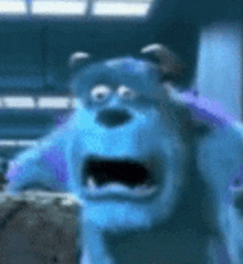 a close up of a cartoon character from monsters inc looking scared