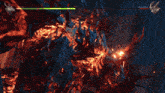 a video game character is fighting a demon named ebon of fire