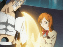 Rihime Activate Her Healing And Heal Grimmjow Scared But Calm GIF