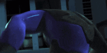 a turtle with a blue mask on its head