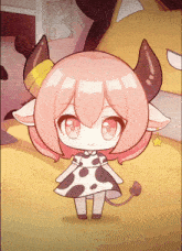 a cartoon character with horns and pink hair