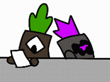 a cartoon of two boxes with crowns on their heads