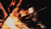 a close up of a man 's face with fire coming out of his eyes