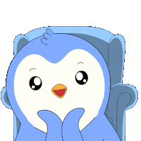 a penguin sits in a chair with the words absolute cinema written below it