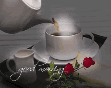 Good Morning Coffee GIF - Good Morning Coffee Red Roses GIFs