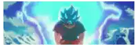 a cartoon character is standing in front of a blue sky with a blue light coming out of his head .