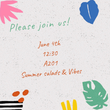 a flyer for a summer salads and vibes event on june 4th