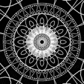 a black and white clock face with a circular pattern