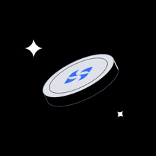 a coin with a blue swirl on it