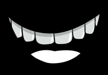a cartoon illustration of a smiling mouth with white teeth