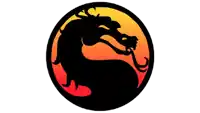 a silhouette of a dragon 's head in a circle