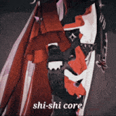 a drawing of a person with the words shi-shi core on the bottom