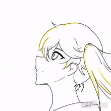 a drawing of a girl with a ponytail and the word " uniinu " on the bottom