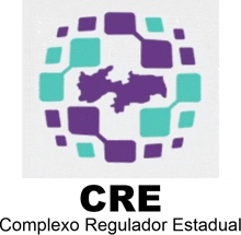 a logo for cre complexo regulador estadual with purple and blue squares