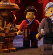 a group of lego ninjago characters standing next to each other