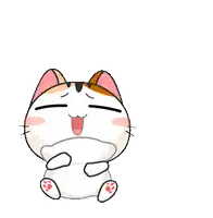 a cartoon cat is laying down with hearts flying around it