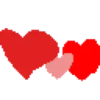 two red hearts on a pink background with a white background