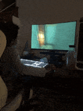 a person is playing a game on a computer monitor