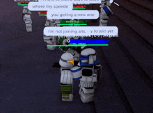 a group of clone troopers are talking to each other in a game