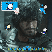 a picture of a man with a beard has a picmix watermark on the bottom right corner