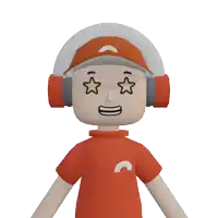 a cartoon character wearing headphones and a hat with a star in his eyes