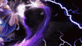 a purple lightning bolt is coming from a person
