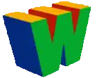 a green letter w with a red and yellow border