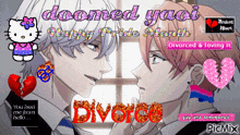 a poster for doomed yaoi happy pride month with a hello kitty