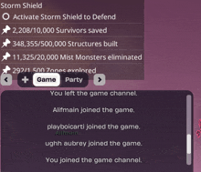 a screen shot of a video game with a storm shield being activated