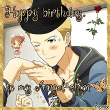 a picture of a boy with the words happy birthday to my angel chan