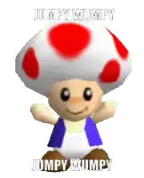 a cartoon mushroom with the words jumpy wumpy on the bottom