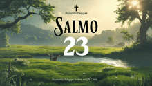 a poster for salmo 23 acoustic reggae shows a deer in a field