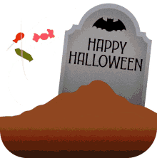 happy halloween trick or treat gravestone candy zombie