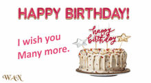 a happy birthday card with a cake and candles