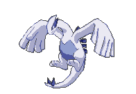 a pixel art drawing of a white dragon with wings spread