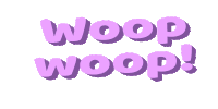 the word woop is written in purple letters