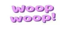 the word woop is written in purple letters