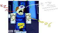 a drawing of a cartoon character with the word menu visible on the bottom