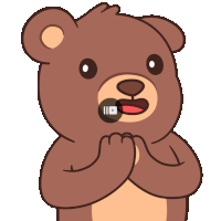 a cartoon teddy bear with a youtube icon in front of it