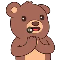 a cartoon teddy bear with a youtube icon in front of it
