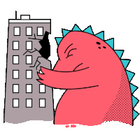 Dinosaur Smashing Head Into Building Sticker