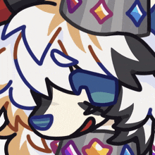 a drawing of a dog wearing sunglasses and a hat