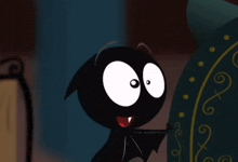 a cartoon character with a purple scarf around his neck is smiling