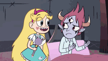 a cartoon of star and tom from star vs the forces of evil are standing next to each other