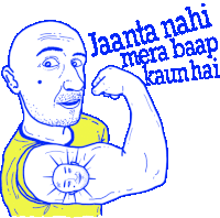 Man Shows Off Bicep Tattoo Saying 'Do You Know Who'S My Dad' In Hindi Sticker - Gup Shup Google Stickers